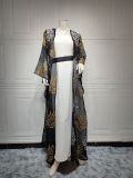 Muslim, embroidered neck, two-piece set, Middle East gauze dress