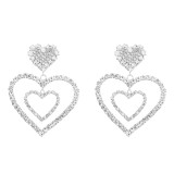 Exaggerated, love shaped, earrings, alloy diamonds, earrings