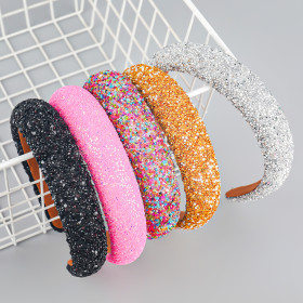 Hair band, wide edge, headband fabric, sponge colorful rice bead hair accessories