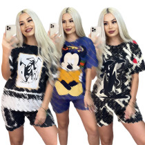 Print, short sleeve, shorts suit