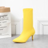Pointed head, suede, candy color, solid color of leg set, boots