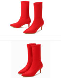 Pointed head, suede, candy color, solid color of leg set, boots