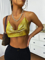 Nightclub, metal, chain, suspender deep V navel vest