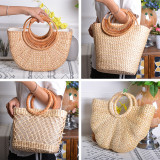 Handmade, straw, moon, hand bag