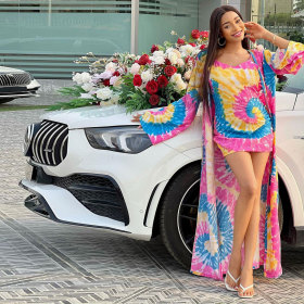 Sling, print, two-piece dress