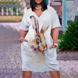 Medium length, large, loose, Easter, rabbit dress