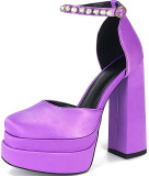 High-heeled sugar, fruit-colored single shoes, rhinestone waterproof platform, thick soled shoes