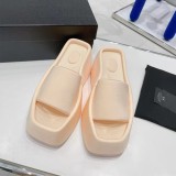 2023 New Large Size Candy Color Sponge Cake Thick Bottom Flip Flops Fashion Couples Square Slippers Adult Beach Shoes 35-43