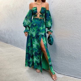 Raglan sleeves, dress, printed beach skirt