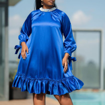 Relaxed Casual Large Pearl Solid Large Dress