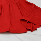 Polo neck cardigan high waist A-line short sleeve dress