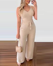 Suspended vest+straight pants casual suit