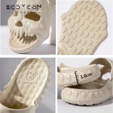 Skull Design Men's Slippers for Men Summer Outdoor Fun Novelty Pillow Slide Thick Sole Platform Beach Non-slip Y2K Man Sandals