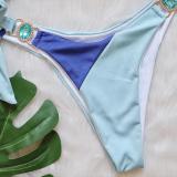 Crystal Diamond Bikini Removable Chest Cushion Swimwear Panel Bra Strap Split Swimwear