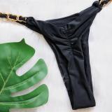 Thong bikini metal chain woven rope swimsuit split strap
