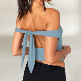 Solid color strapping non-slip bra with open back top