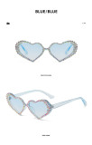 Diamond rimmed sunglasses Heart shaped hand made drill point glasses