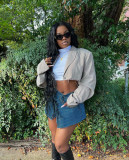 Denim Short Skirt Now Single breasted Denim Apron