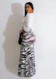 Patchwork printing and tie dyeing High slit dress