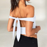 Solid color strapping non-slip bra with open back top