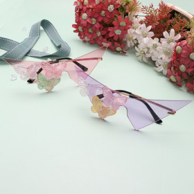 Frameless Large Triangle 3 Butterfly Candy Sunglasses