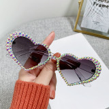 Diamond rimmed sunglasses Heart shaped hand made drill point glasses