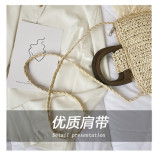 Pastoral Style Semicircular Crossbody Bag Handheld Straw Woven Bag