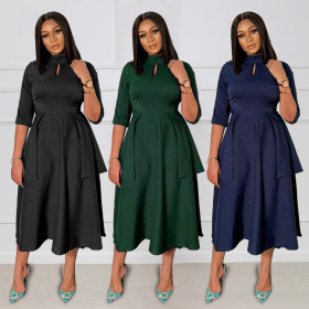 Half High Collar Commuter Design Women's Dress
