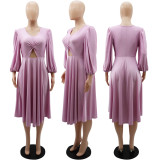 High Waist Cutout Casual Women's Dress