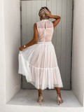 Lace and Lace Panel Waist Closure for Slim Swing ins Dress