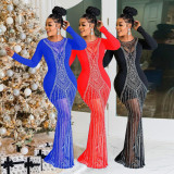 Hot Diamond Perspective Slim Fit Yarn Spliced Dress
