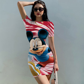 Short Sleeve Printed Women's Dress Set Casual Dress