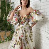 Dress Bohemian Vintage Pattern Colorful Embroidery Sexy Loose Fit Dress