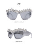 Y2K Fashion Grape Diamond Glasses Large Frame Round Frame