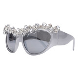 Y2K Fashion Grape Diamond Glasses Large Frame Round Frame