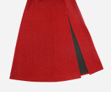 Sleeveless V-neck slit long skirt shiny dress