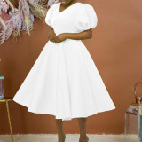 V-neck Bubble Sleeve Large Dress African Dress