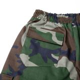 Camouflage denim multi pocket cargo pants casual pants