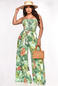 Colored printed wrap chest casual waist up jumpsuit