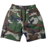 Camouflage denim multi pocket cargo pants casual pants