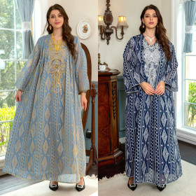 Muslim Saudi Arabian Dubai Evening Gown Beaded Embroidered Robe
