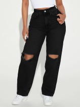 Black straight pierced jeans