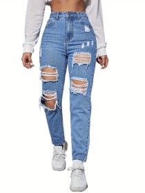 Perforated sexy high waisted jeans