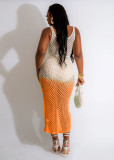 Casual gradient handmade knitted vest beach skirt