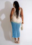 Casual gradient handmade knitted vest beach skirt