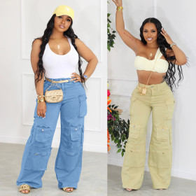 8 open pockets and 4 inset work clothes denim pants