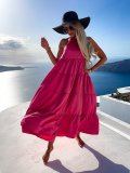 Pleated Layered Flowing Sleeveless Hanging Neck Dress