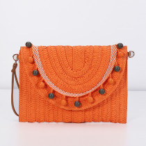 Wooden Bead Handbag Woven Handbag Handbag Handbag Paper Grass Solid Envelope Bag