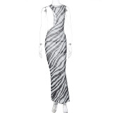 Mesh Perspective Cool Sleeveless Slim Fit Dress