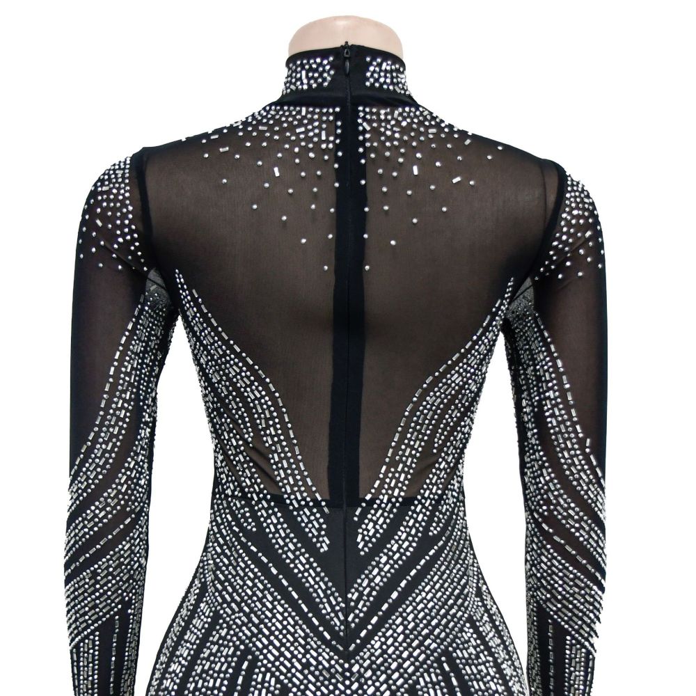 chinese dress ladies Edikted Women's Shiny Mesh Maxi Slit Dress - Black main image 0